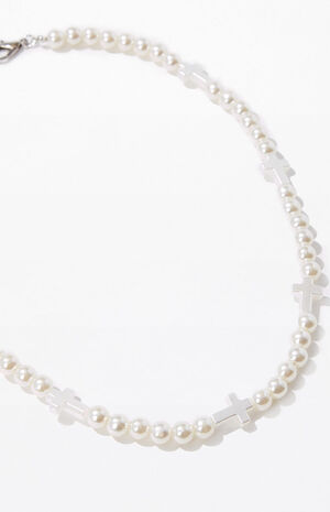 Pearl Cross Necklace image number 2