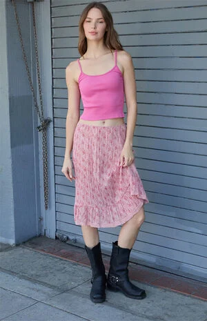 Pink Skylar Ribbed Cropped Tank Top image number 1