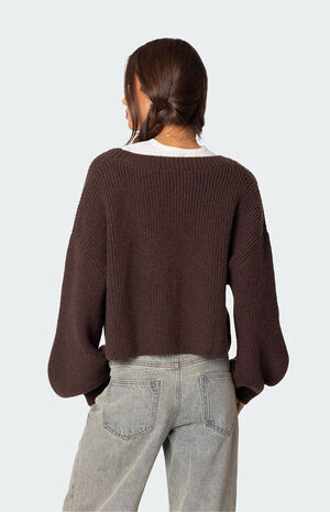 Sabrina Chunky Knit Cropped Cardigan Sabrina Chunky Knit Cropped Cardigan image number 4
