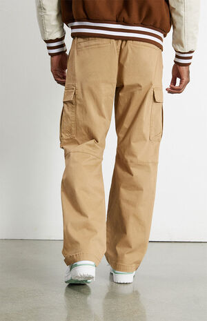 Khaki Cotton Baggy Cargo Pants image number 4