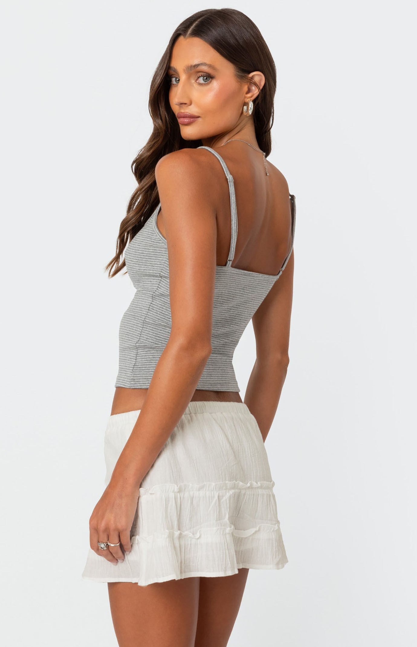 Edikted Striped Henley Tank Top | Pacsun
