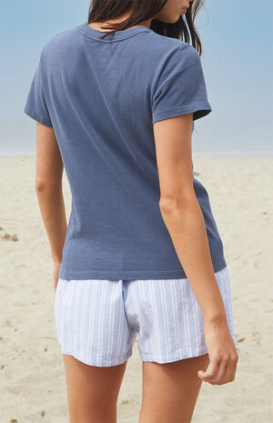 White & Blue Keira Striped Boxer Shorts image number 4