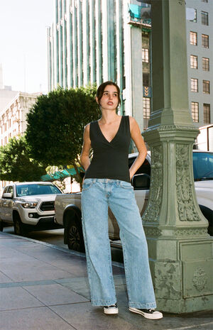 Black Surplice Tank Top image number 4