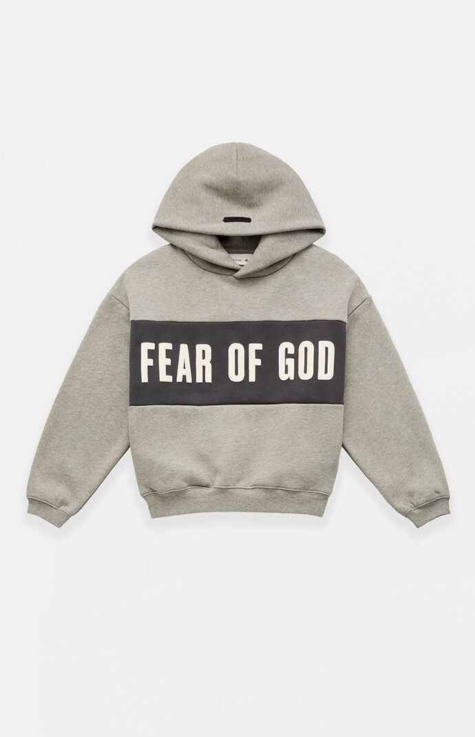 Fear of God Essentials Kids Kids Paneled Cropped Relaxed Hoodie in Seal - Size 8