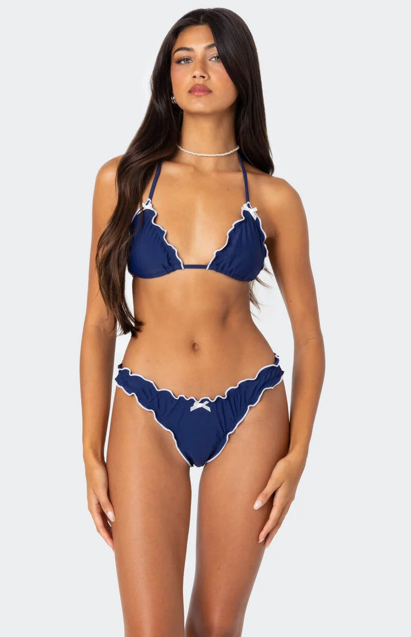 Ruffle Edge Triangle Bikini Two Piece Swimsuit main image 1