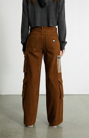 Tan Corduroy Baggy Cargo Pants image number 4