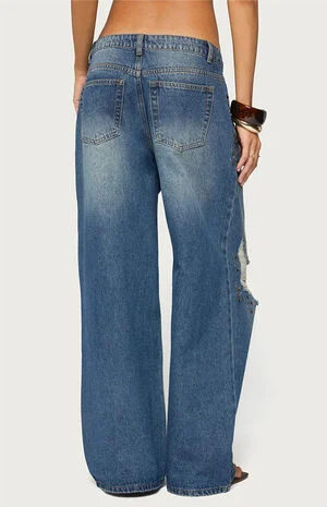 Eunia Studded Low Rise Baggy Jeans image number 3