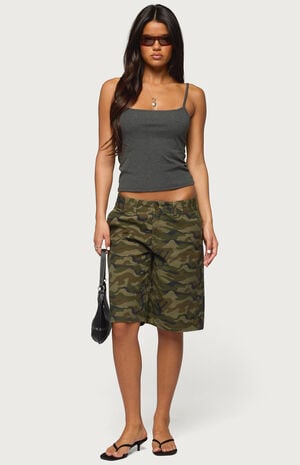 Camo Denim Low Rise Bermuda Shorts image number 5