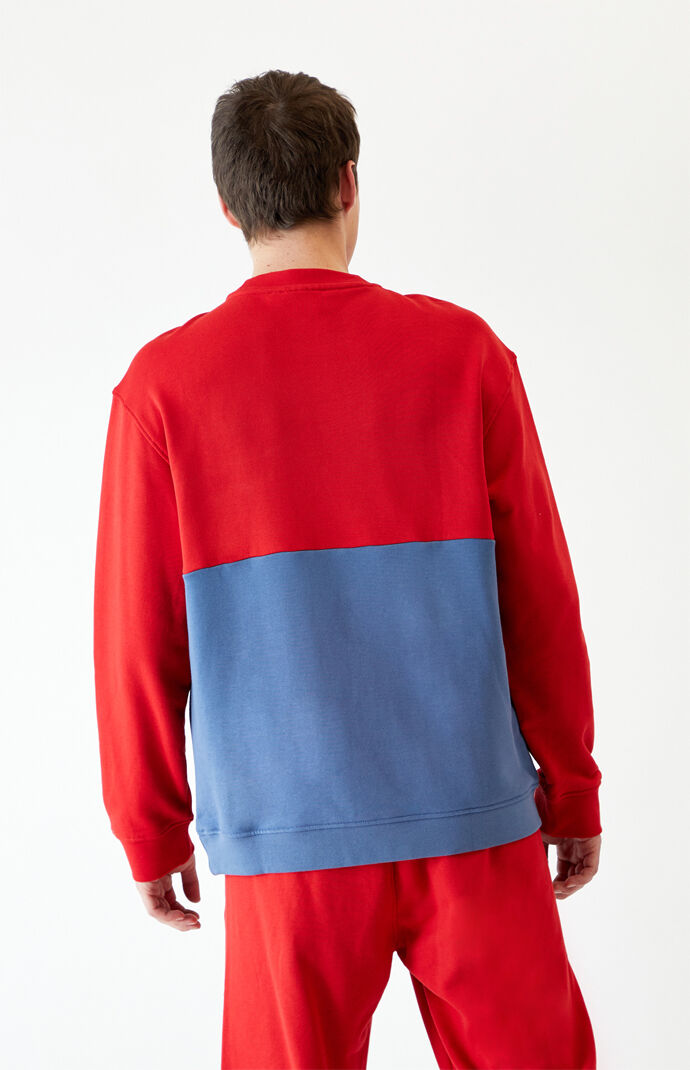 Red & Blue Sliced Trefoil Crew Neck Sweatshirt
