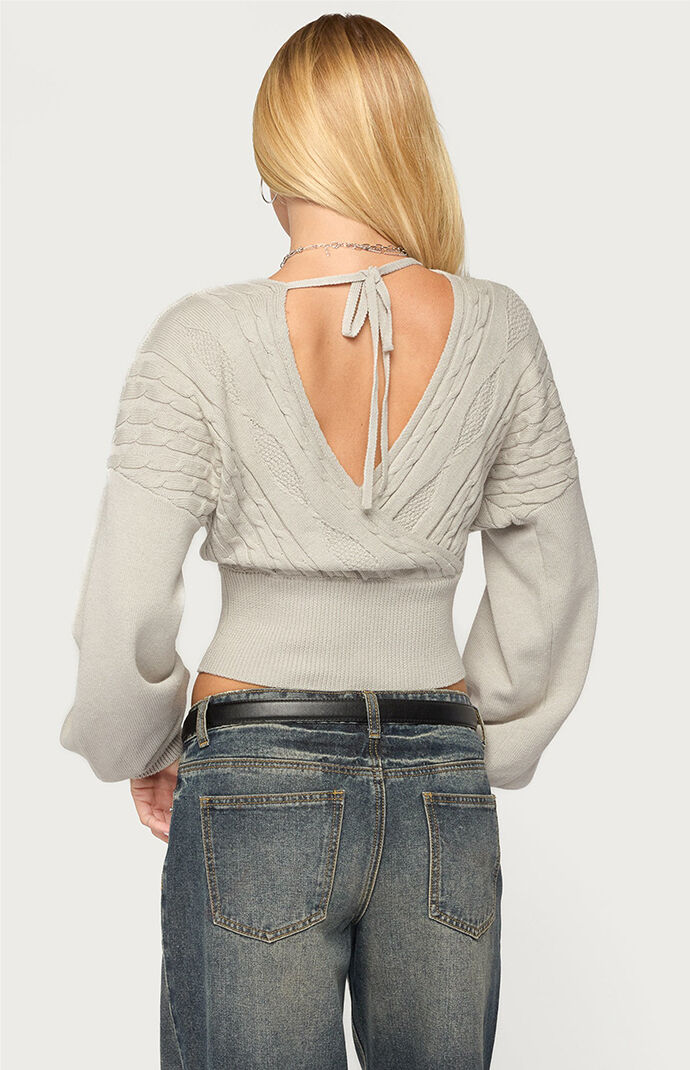 Edikted Aloa Cable Knit Wrap Sweater