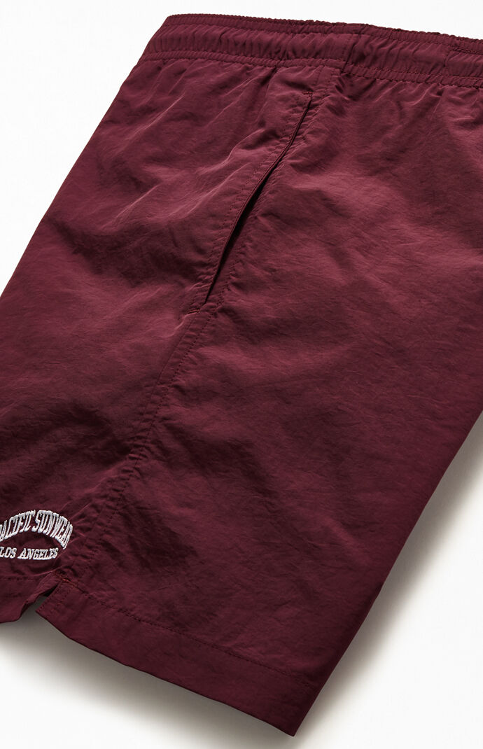 Embroidered Logo Solid 17" Swim Trunks