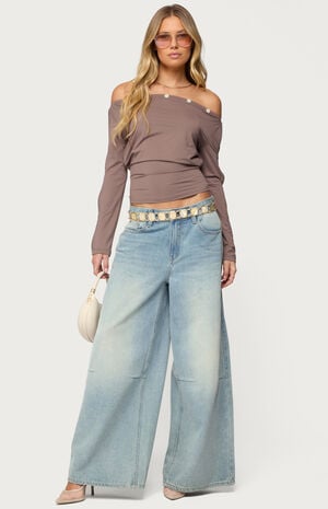 Ronee Off Shoulder Button Cutout Top image number 5