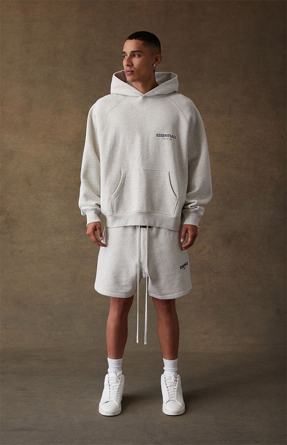 Fear of God Essentials Light Oatmeal Hoodie PacSun