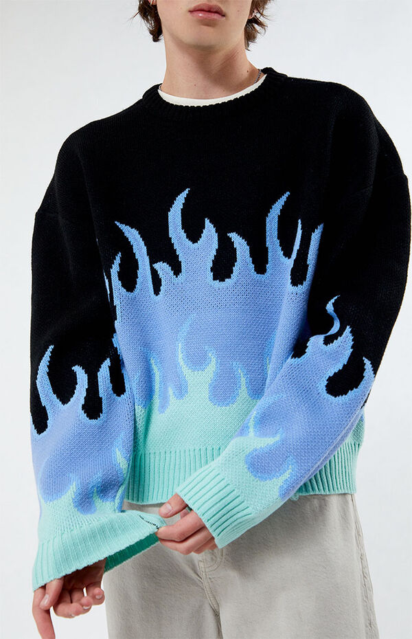 Apparel Blue Flame Jumper Blue Fire Sweater Fire New! Women's