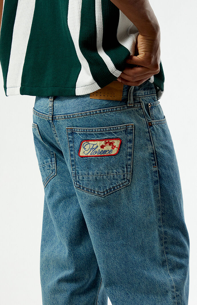 Pacsun Dylan Baggy Jeans Embroidered Patch Medium Blue