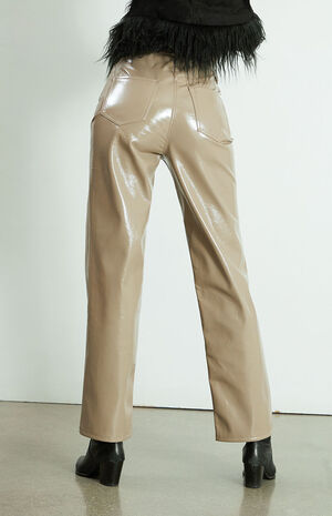 Tan Lacquered Boyfriend Pants image number 4