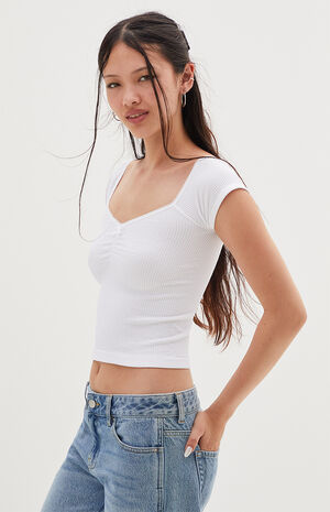 Seamless Waffle Knit Cinched Top image number 2