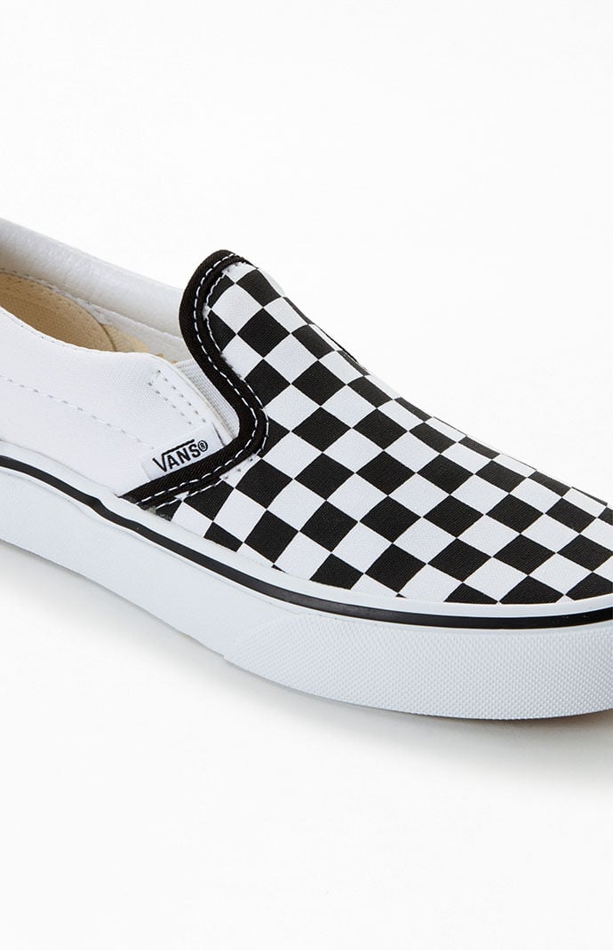 Vans Kids Black White Checker Classic Slip On Shoes PacSun