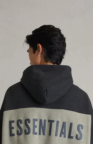 Iron Grey Heather Paneled Cropped Relaxed Hoodie image number 5