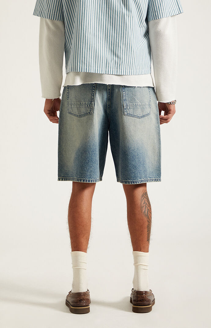 Pacsun Parker Baggy Jean Shorts Medium Blue Tint