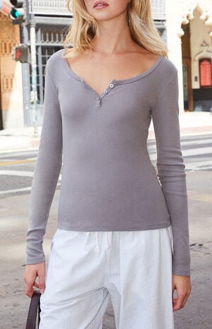 Gray Zelly Long Sleeve Top image number 1