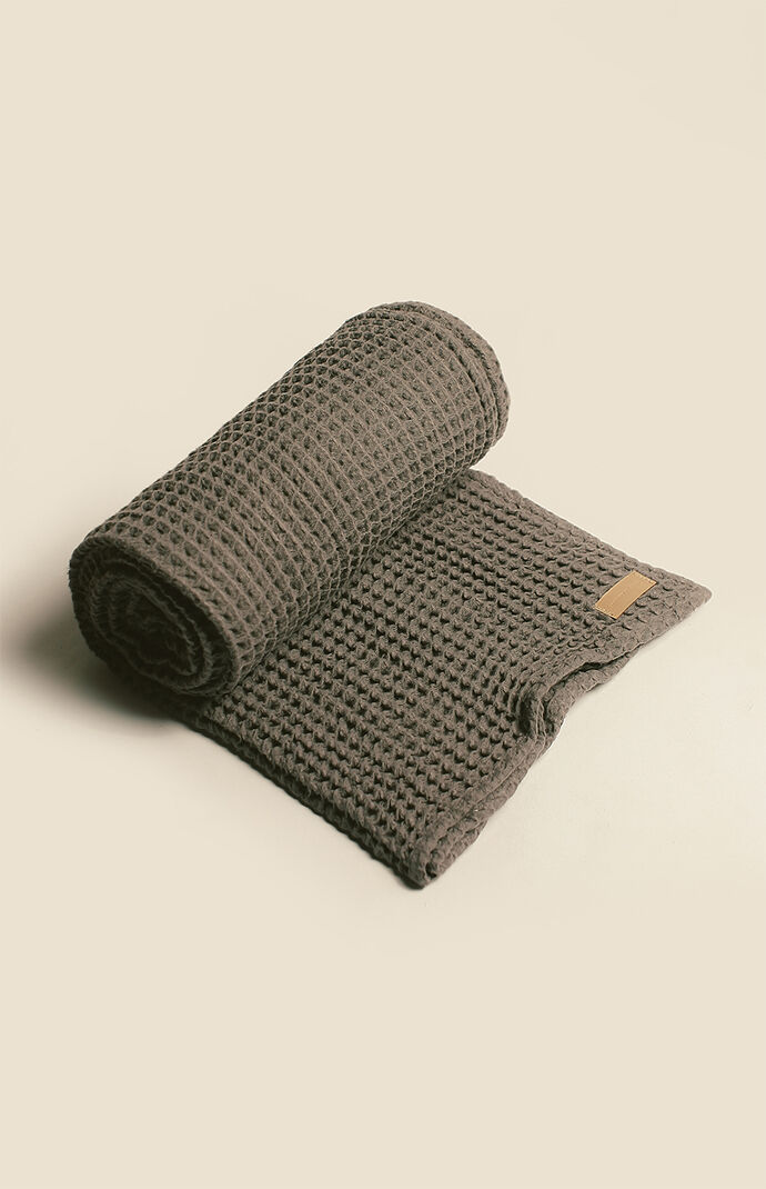 Organic The Weightless Grey Black Waffle Throw Blanket