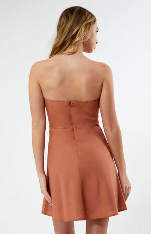 Strapless Linen Mini Dress image number 4