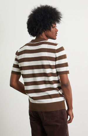 Striped Zip Knit Polo Shirt image number 3