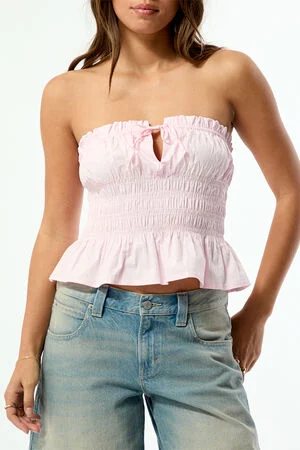 Quinn Ruched Babydoll Tube Top image number 5