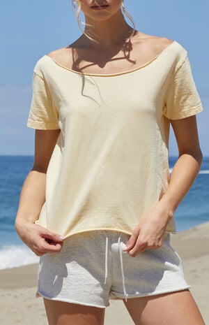 Yellow Robyn Off-The-Shoulder Short Sleeve Top
