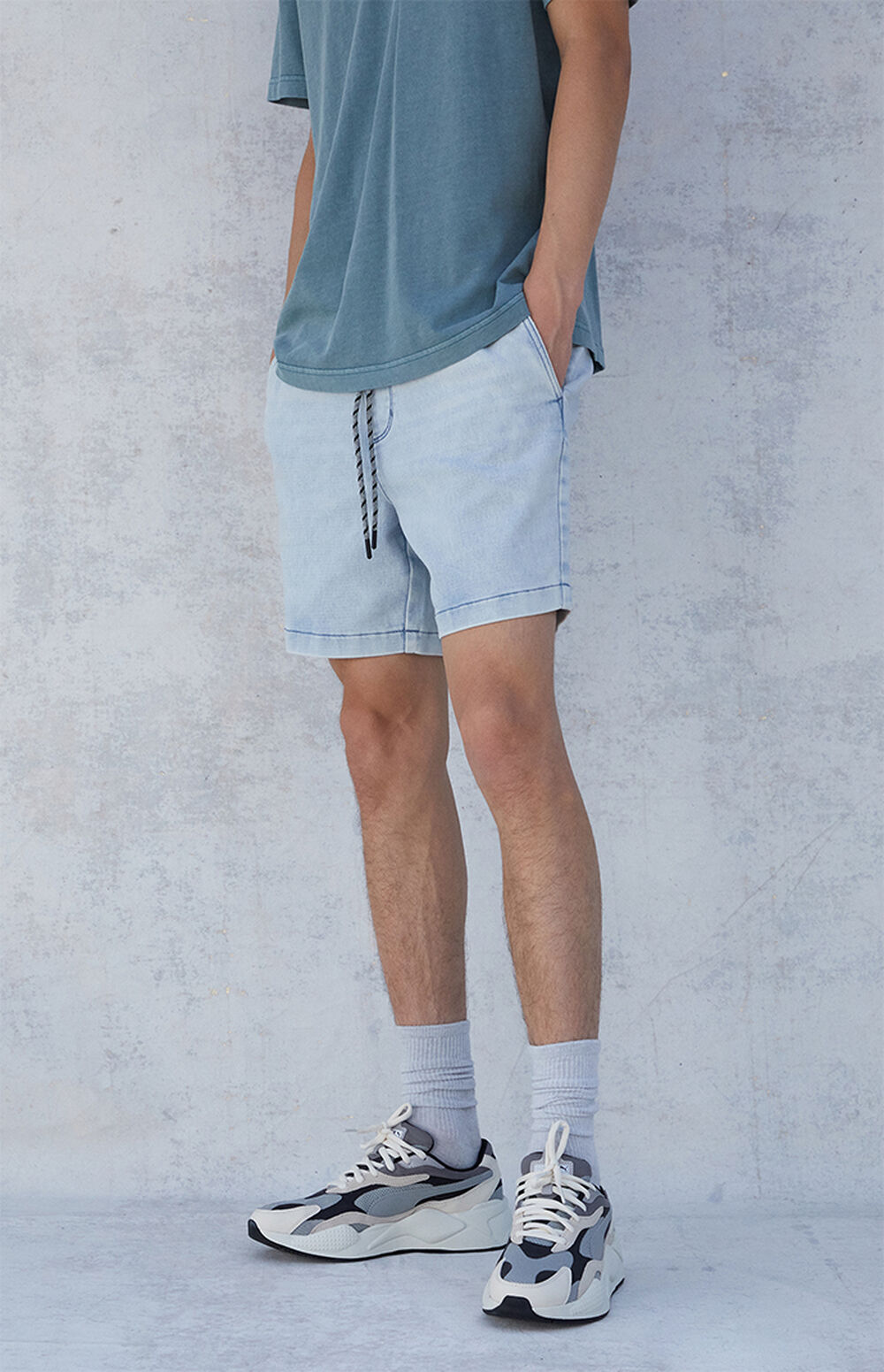 PacSun Charles Knit Denim Volley Shorts PacSun