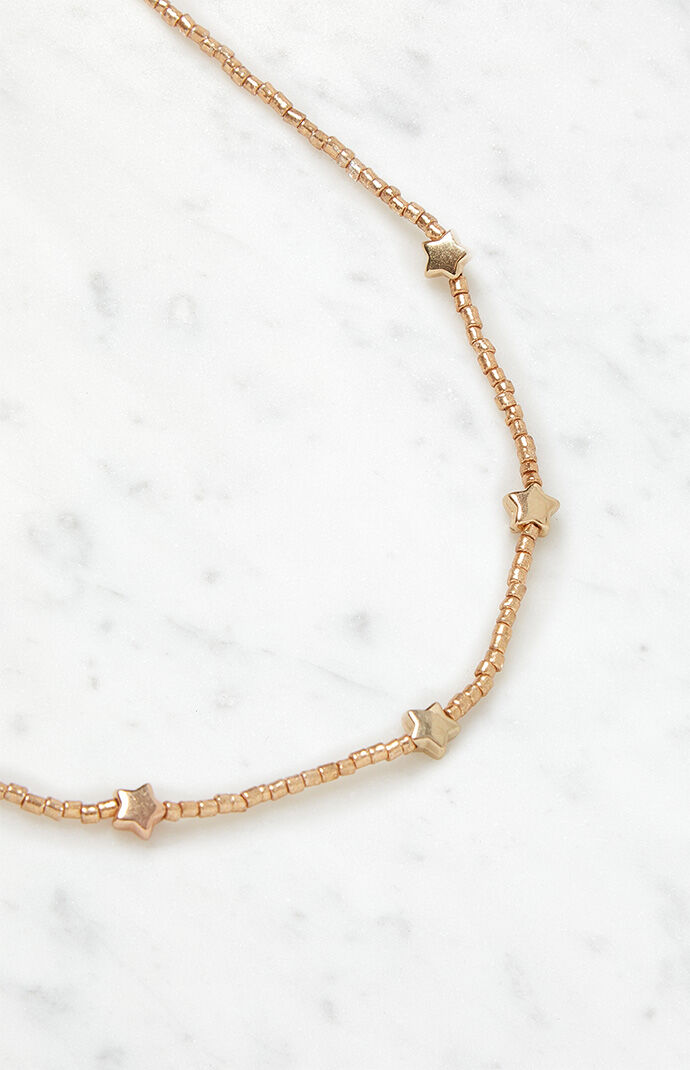 LA Hearts Gold Beaded Star Choker Necklace PacSun