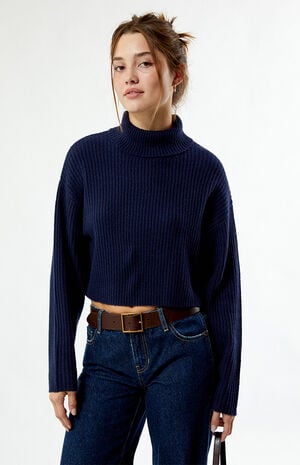Easy Cropped Turtleneck Sweater image number 1