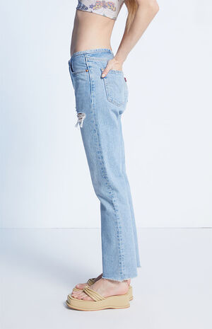 501 Light Blue Ripped Mini Waist Jeans image number 3