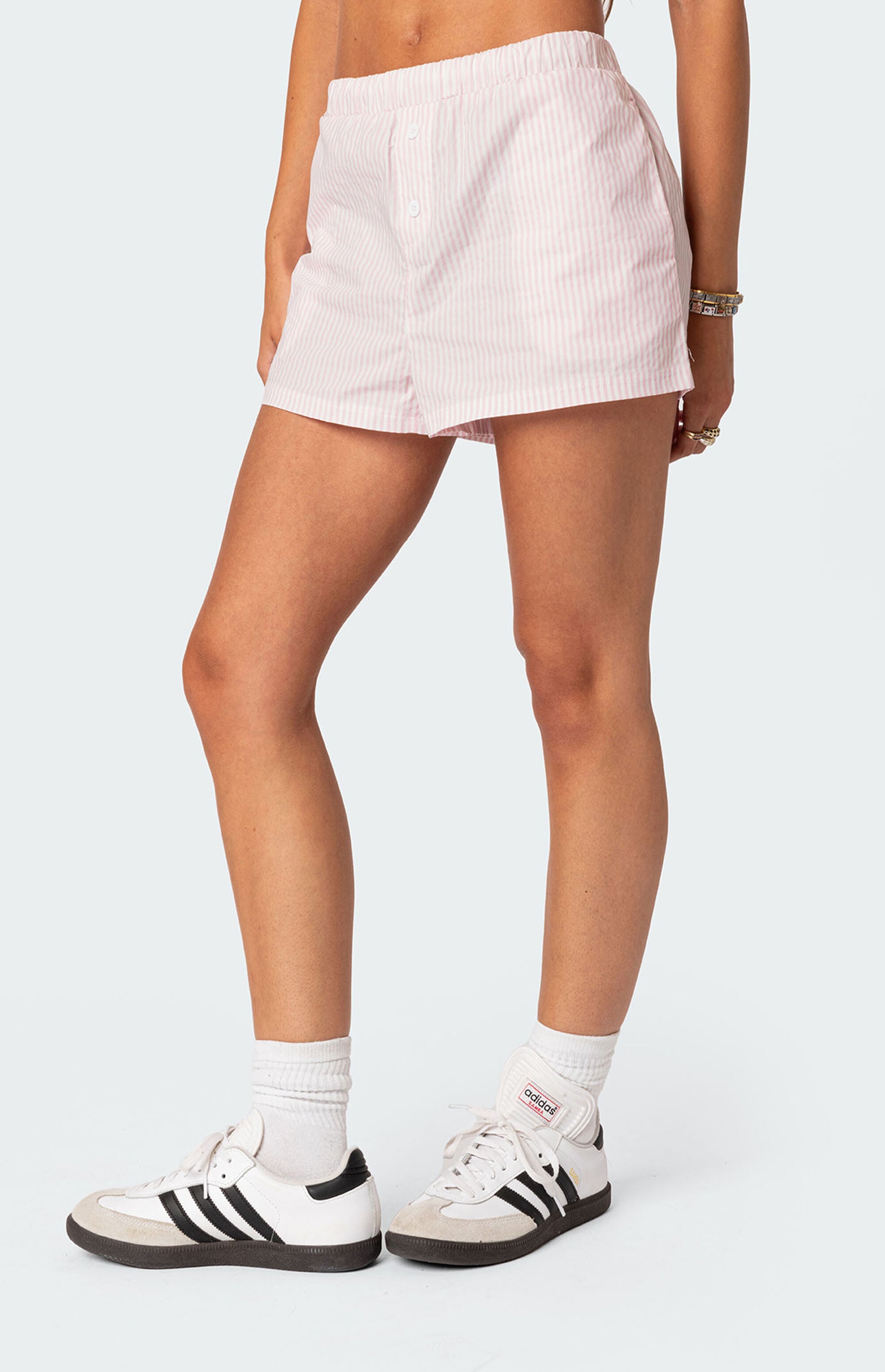 PF Pink Stripe Lace Trim Boxer Shorts