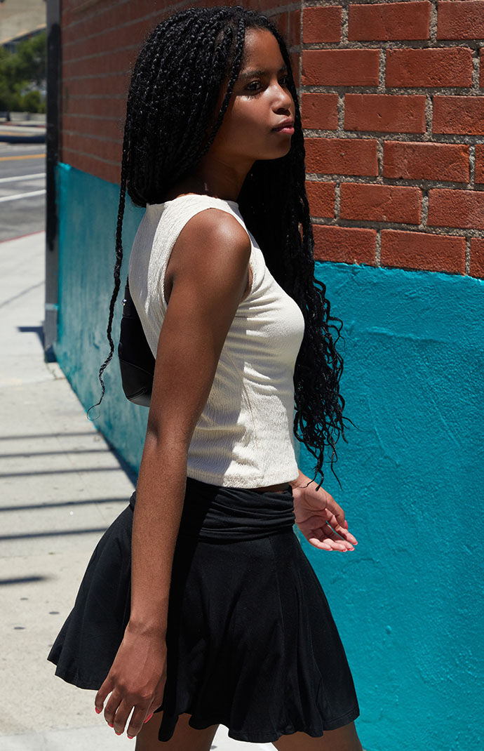 John Galt Black Ruched Mini Skirt PacSun