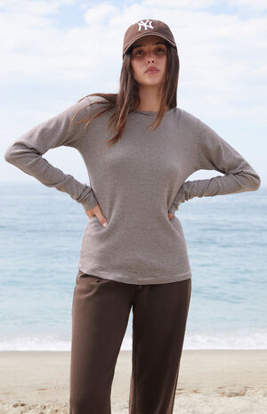 Brown Leah Striped Long Sleeve Top image number 1