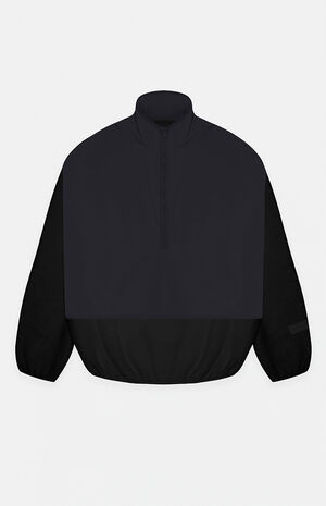 Black Nylon Fleece Mock Neck Sweatshirt image number 1