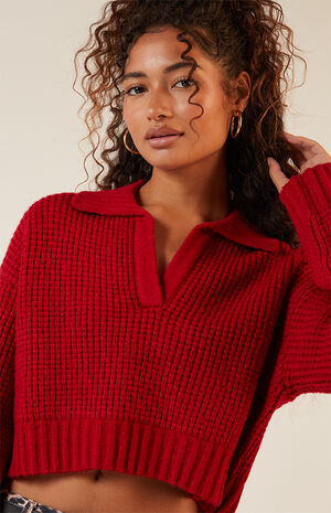 Gabriela Waffle Knit Collared Sweater image number 2
