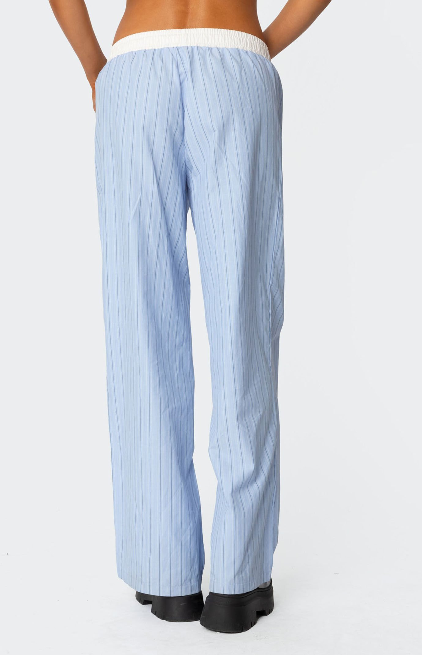 Edikted Erez Contrast Waist Striped Pants