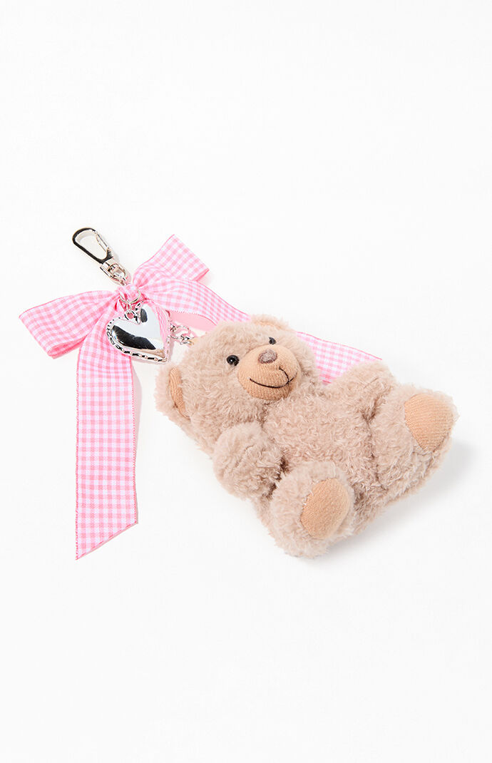 LA Hearts Gingham Bow Heart Bear Bag Charm Keychain