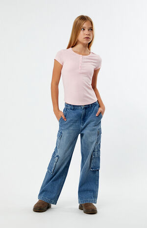 Medium Indigo Baggy Cargo Jeans image number 2