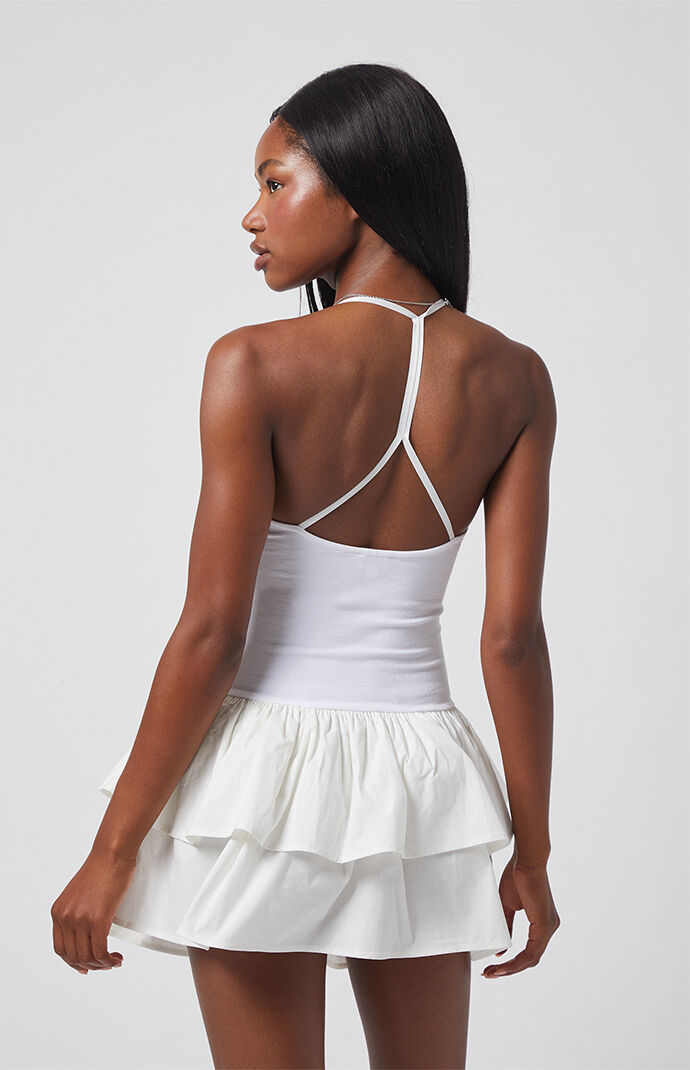 Beverly and Beck Drop Waist Halter Mini Dress