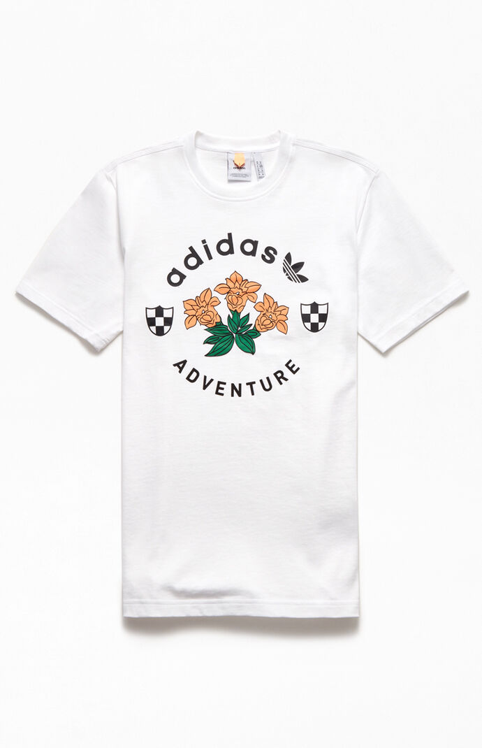 White Adventure Flowers Short Sleeve T-Shirt