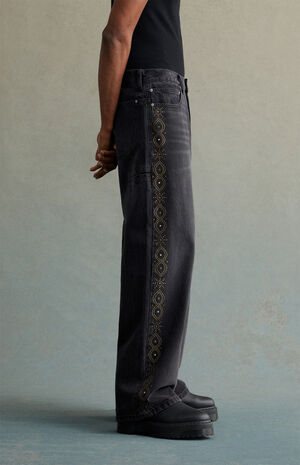 Black Studded Extreme Baggy Jeans image number 4