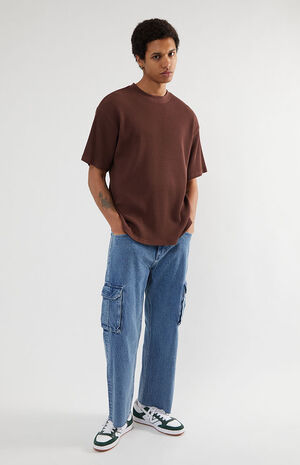 Dark Brown Waffle Knit Boxy T-Shirt image number 4