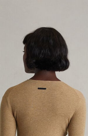 Women's Dune Signature Ribbed Knit Long Sleeve Zip Up Top image number 5
