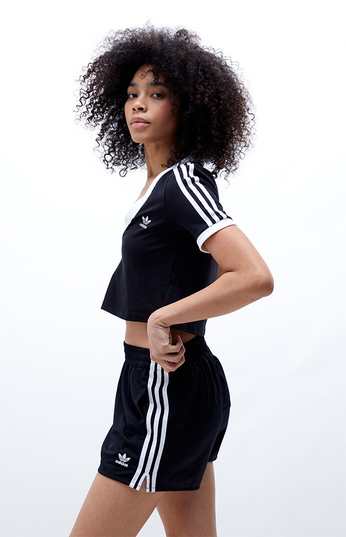 adidas Black V Neck Crop Top PacSun