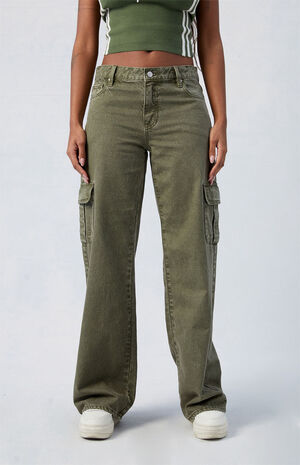 Green Low Rise Extreme Baggy Cargo Pants image number 2