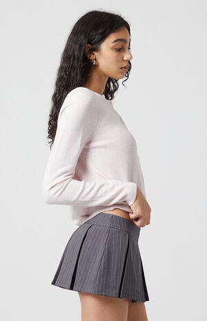 Pinstripe Pleated Micro Mini Skort image number 4